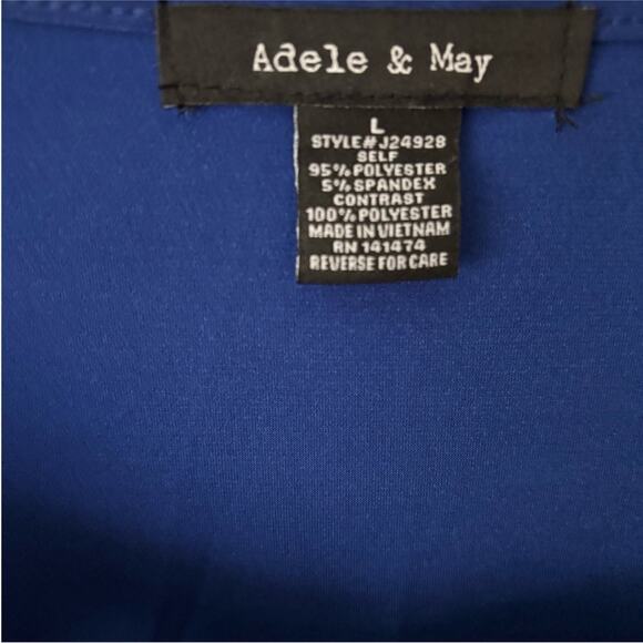 Elegant Royal Blue Women's Blouse Flowy 3/4 Sleeve Large - Picture 2 of 8